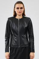 Irina Women's Black Leather Jacket | Derimod