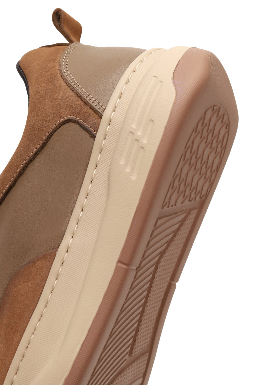Erkek Vizon Bağcıklı Kalın Tabanlı Deri Sneaker