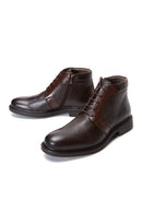 Men's Brown Leather Zippered Casual Boots | Derimod