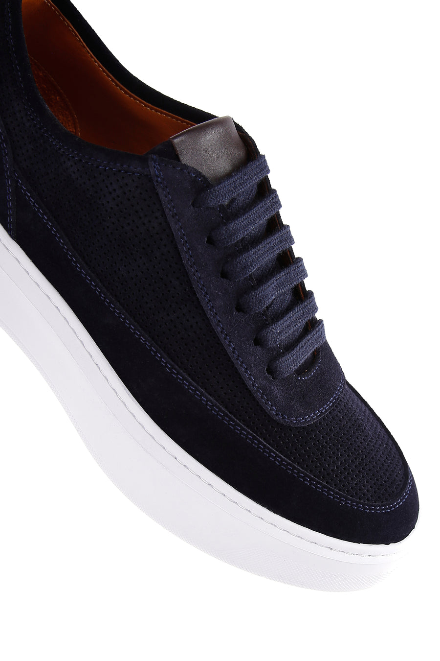 Erkek Lacivert Bağcıklı Süet Deri Sneaker