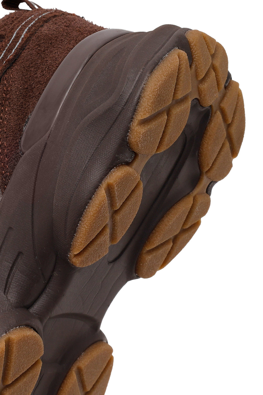 Woman Brown Lace-Up Thick-Soled Suede Leather Sneaker