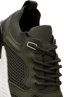 Derimod Zero Men's Green Laced Thick Soled Fabric Sneaker | Derimod