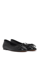 Women's Black Leather Ballerinas | Derimod