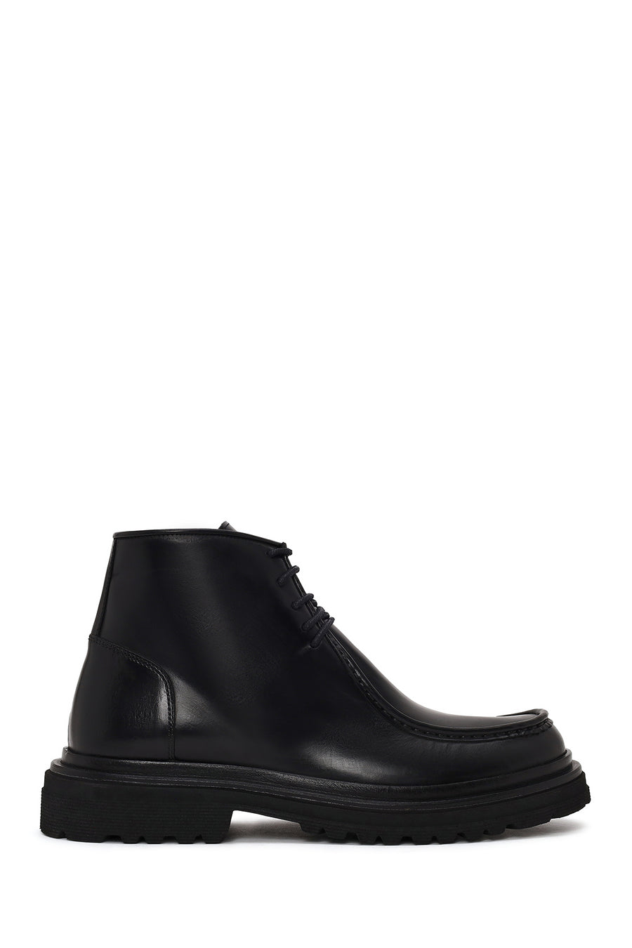 Derimod Black Male Black Zip Closure Chunky Sole Leather Casual Boots WM730011DV | Derimod