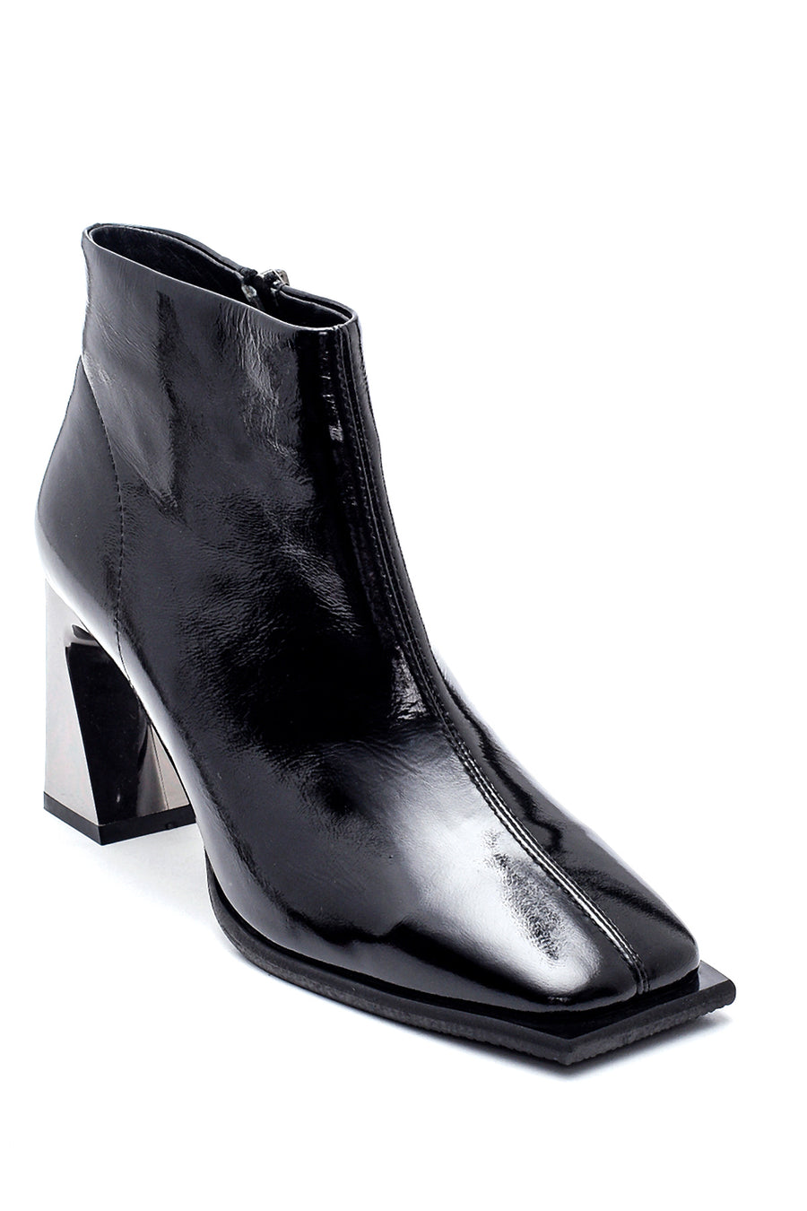 Women's Leather Heeled Patent Leather Boots
