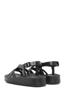 Women's Black Thick-Soled Metallic Sandals | Derimod