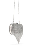 Women's Silver Long Chain Strap Stoned Clutch Bag | Derimod