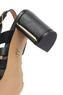 Women's Black Ankle Buckle Thick Heel Sandals | Derimod