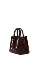 Woman Burgundy Long-Strap Crocodile-Pattern Mini Shoulder Bag | Derimod