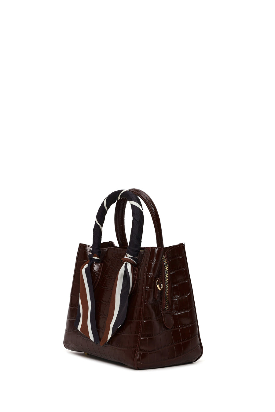 Woman Burgundy Long-Strap Crocodile-Pattern Mini Shoulder Bag
