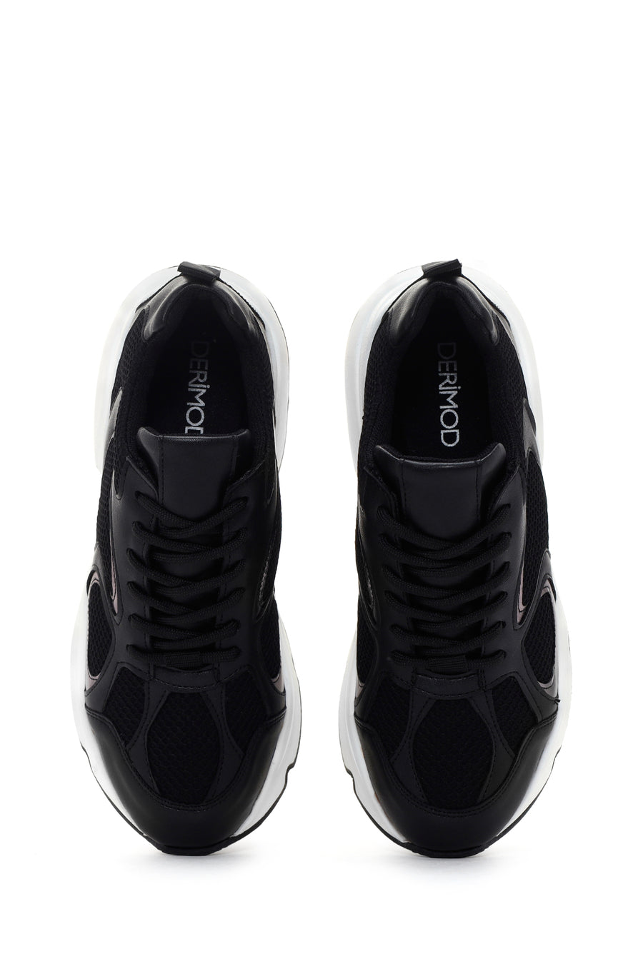Kadın Siyah Kalın Tabanlı Bağcıklı Sneaker