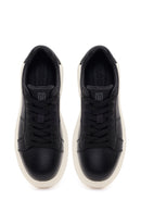 Men's Black Lace-up Thick-Sole Leather Sneaker | Derimod