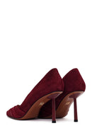 Woman Burgundy Thin-Heeled Suede Stiletto | Derimod