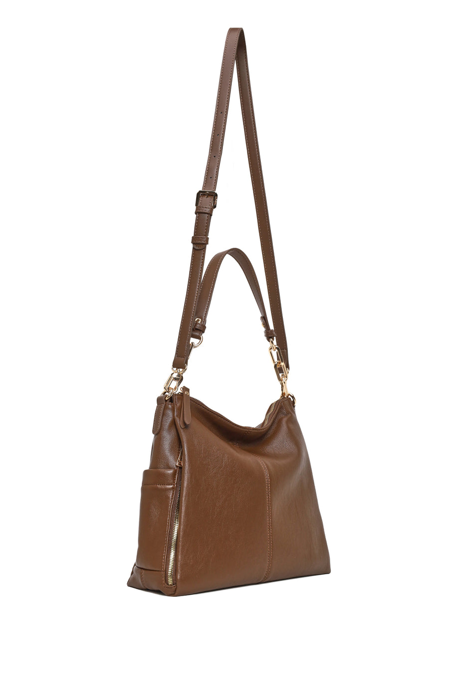 Woman Brown Long-Strap Shoulder Bag