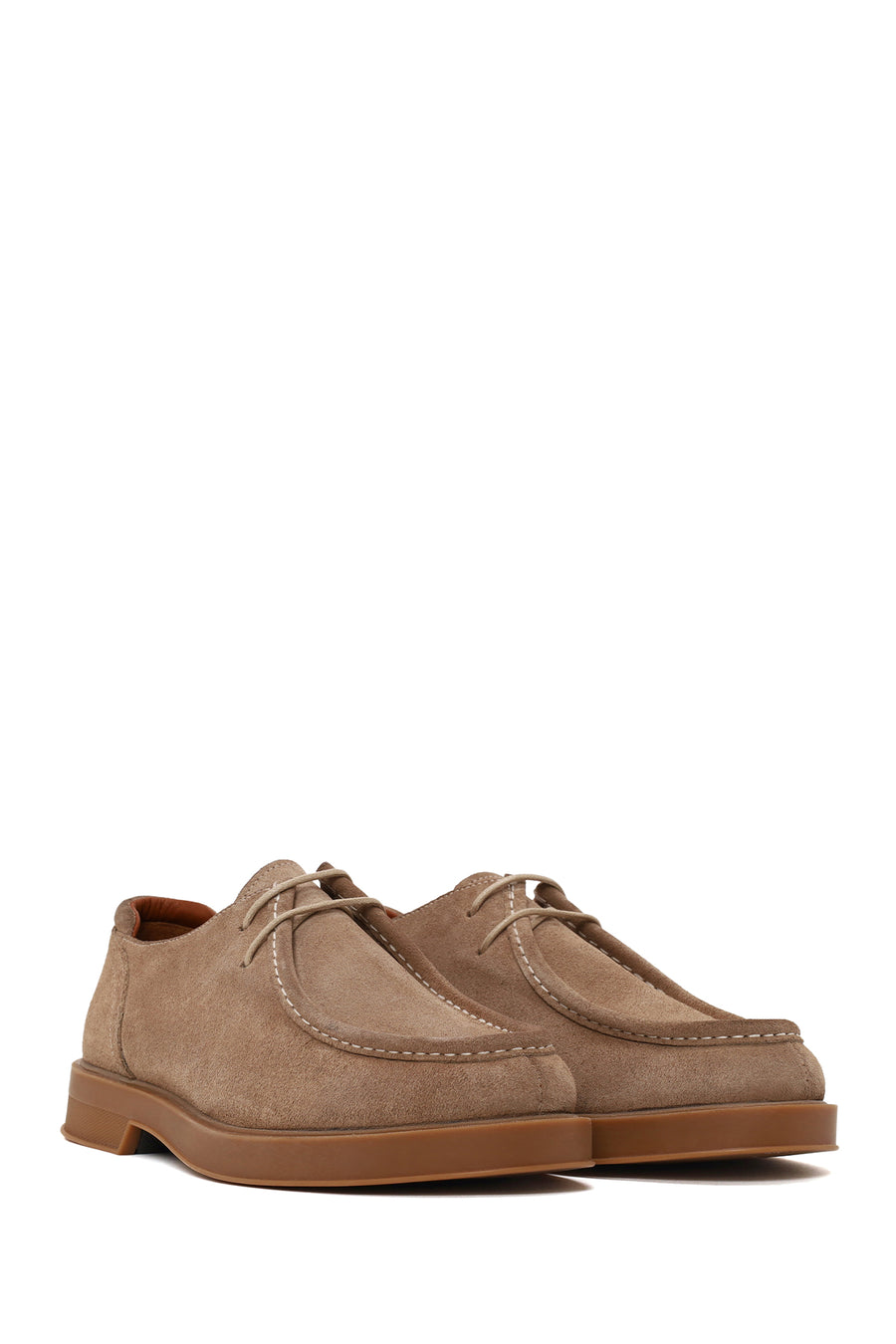 Male Beige Lace-Up Thick-Soled Suede Casual Shoes