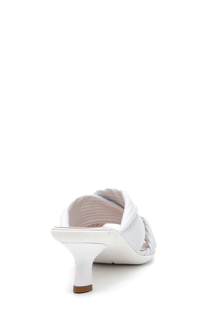 Women's White Leather Heeled Slippers