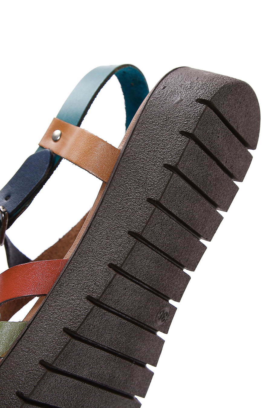 Women's Multicolored Thick-Soled Leather Bodrum Sandals