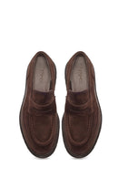 Male Brown Chunky-Soled Suede Loafers | Derimod