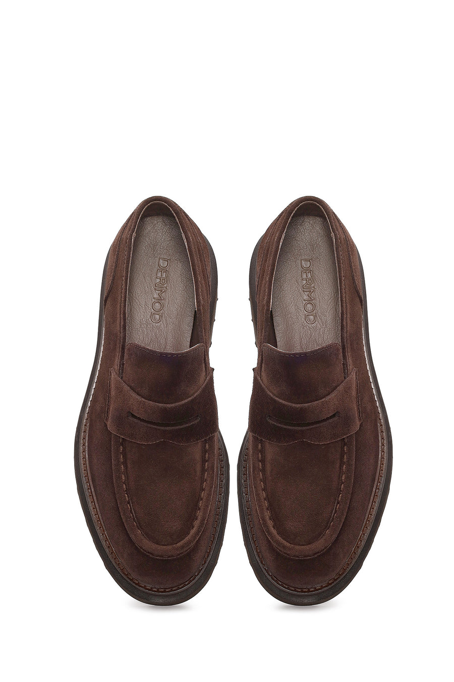 Male Brown Chunky-Soled Suede Loafers