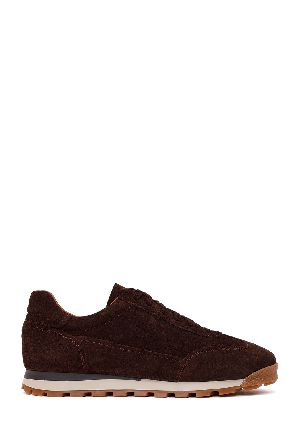 Erkek Kahverengi Bağcıklı Süet Deri Sneaker