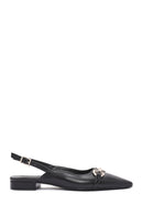 Women's Black Backless Buckle Ballet Flats | Derimod