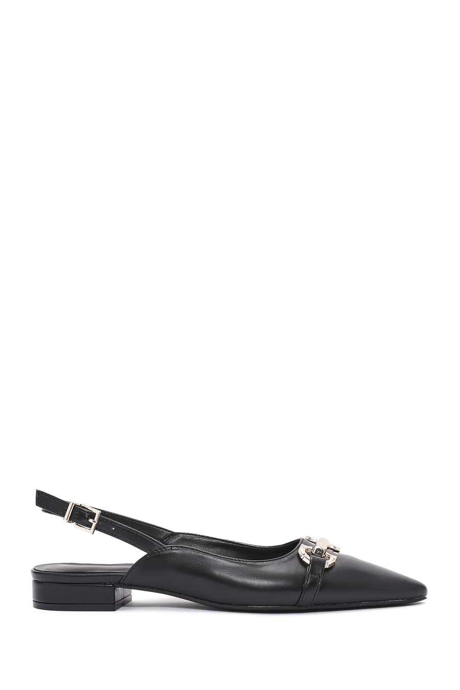Women's Black Backless Buckle Ballet Flats 26PFE400118 | Derimod