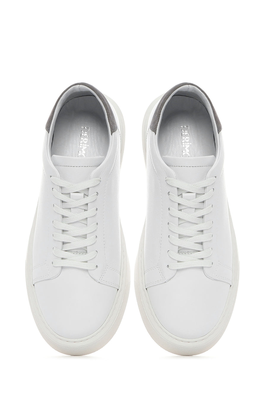Erkek Beyaz Bağcıklı Deri Sneaker