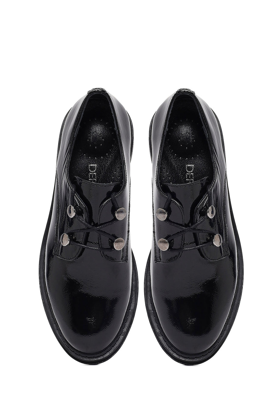 Woman Black Patent Leather Leather Casual Shoes