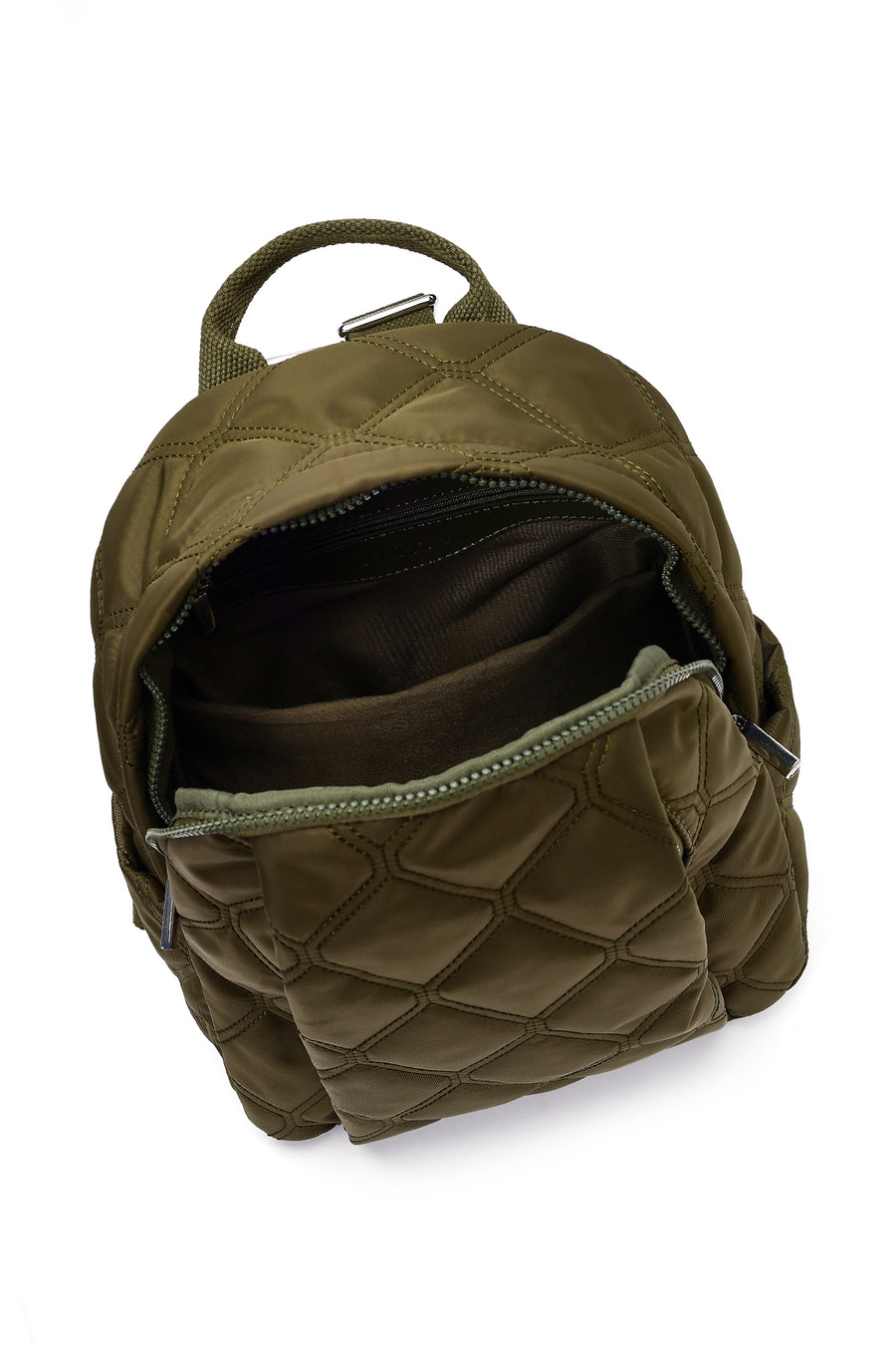 Women's Khaki Quilted Backpack with Accessories