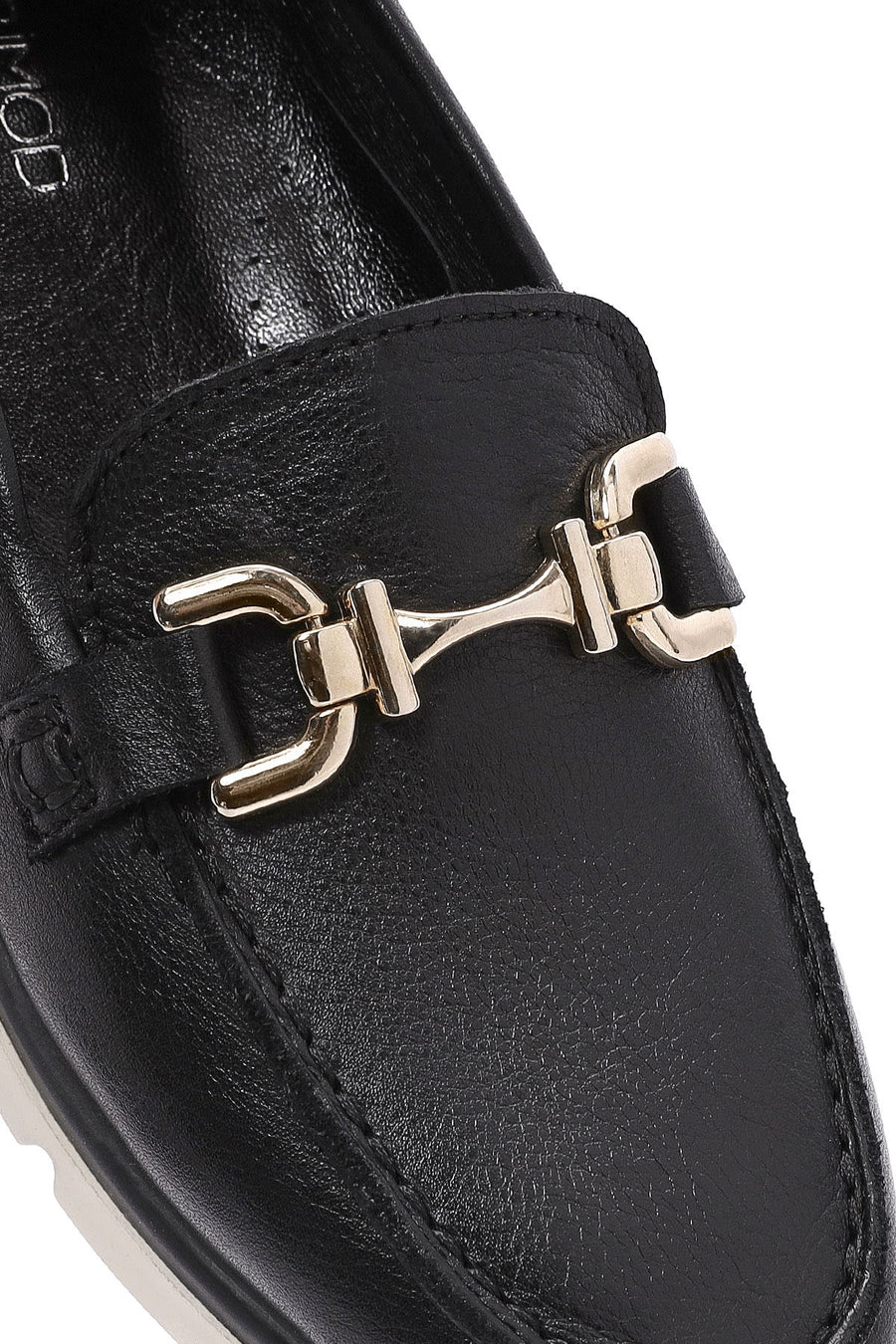 Women's Black Buckle Detail Comfort Loafer