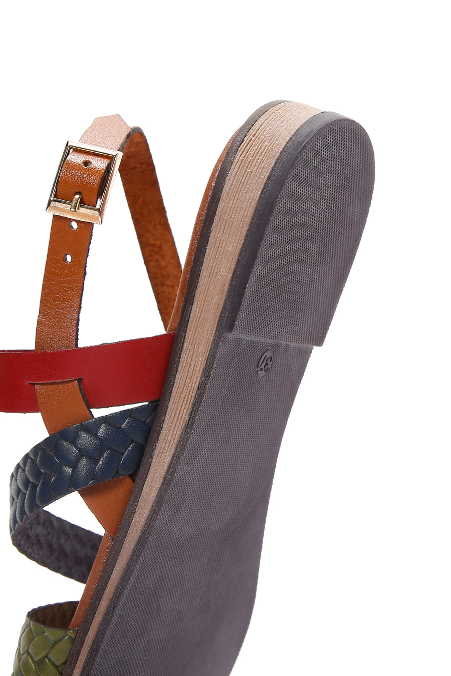 Women's Multicolored Ankle Strap Leather Bodrum Sandals