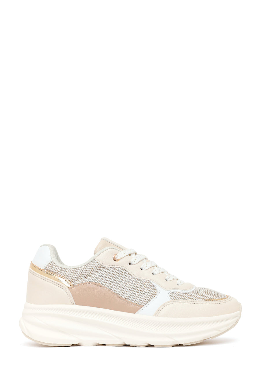 Kadın Bej Bağcıklı Kalın Tabanlı Sneaker 26PFE457714 | Derimod