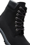 Women's Black Lace-Up Nubuck Leather Boots | Derimod