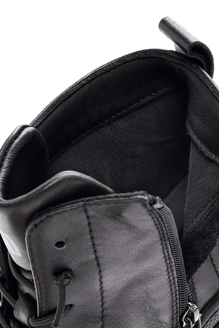 Men's Black Zippered Leather Sports Boots