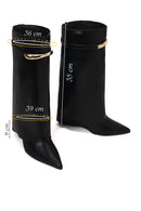 Woman Black Wedge Heel Boot | Derimod
