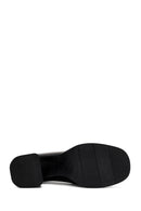 Women's Black Buckle Detailed Thick High Heel Leather Loafer | Derimod