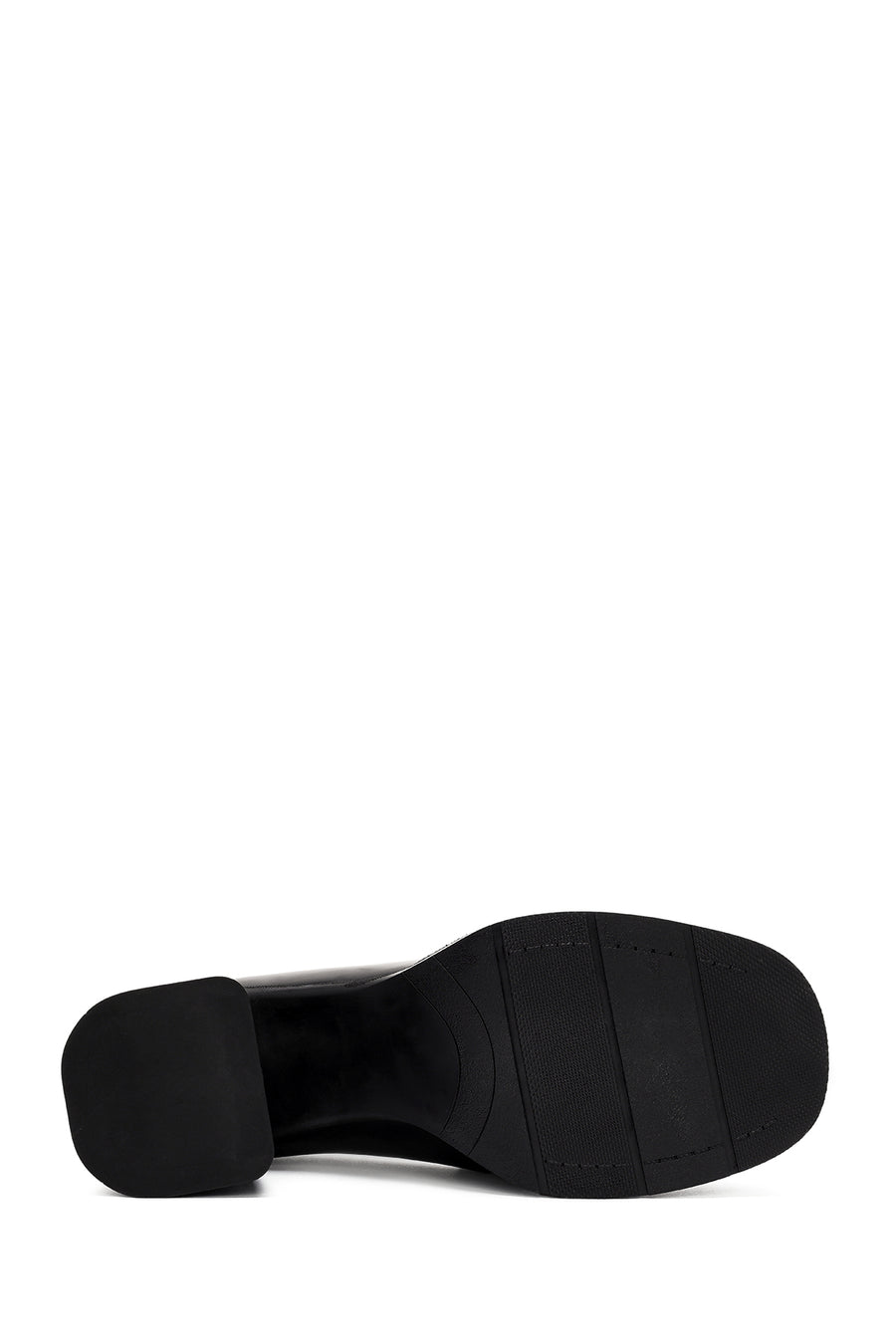 Women's Black Buckle Detailed Thick High Heel Leather Loafer