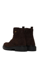 Male Brown Zip Closure Thick-Soled Suede Combat Boots | Derimod