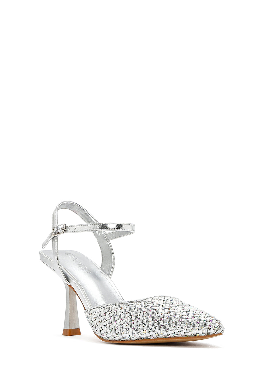 Women's Grey Ankle Buckle Braided Thin Heeled Shoes
