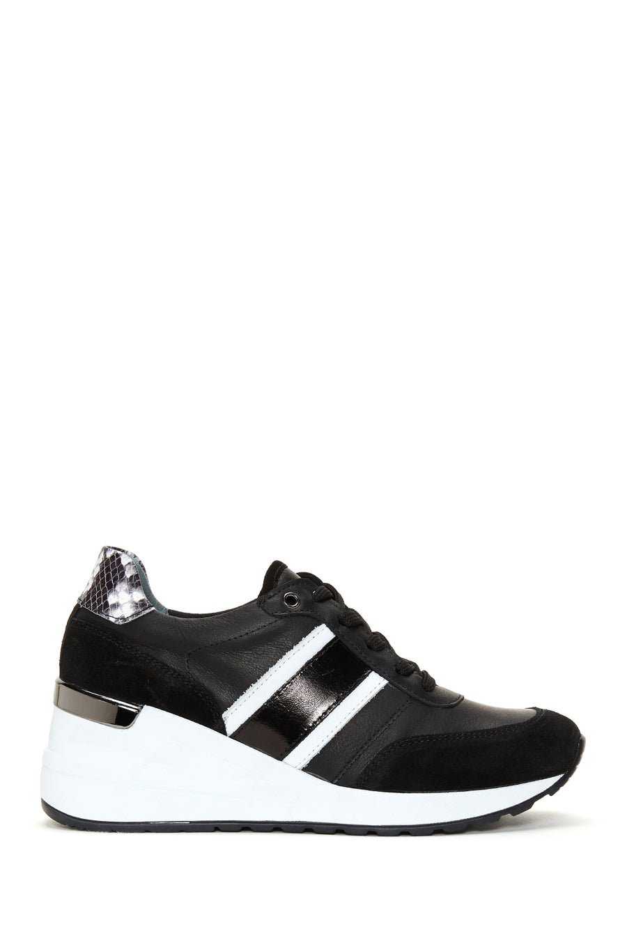 Kadın Siyah Deri Dolgu Topuklu Sneaker 22WFD371414 | Derimod