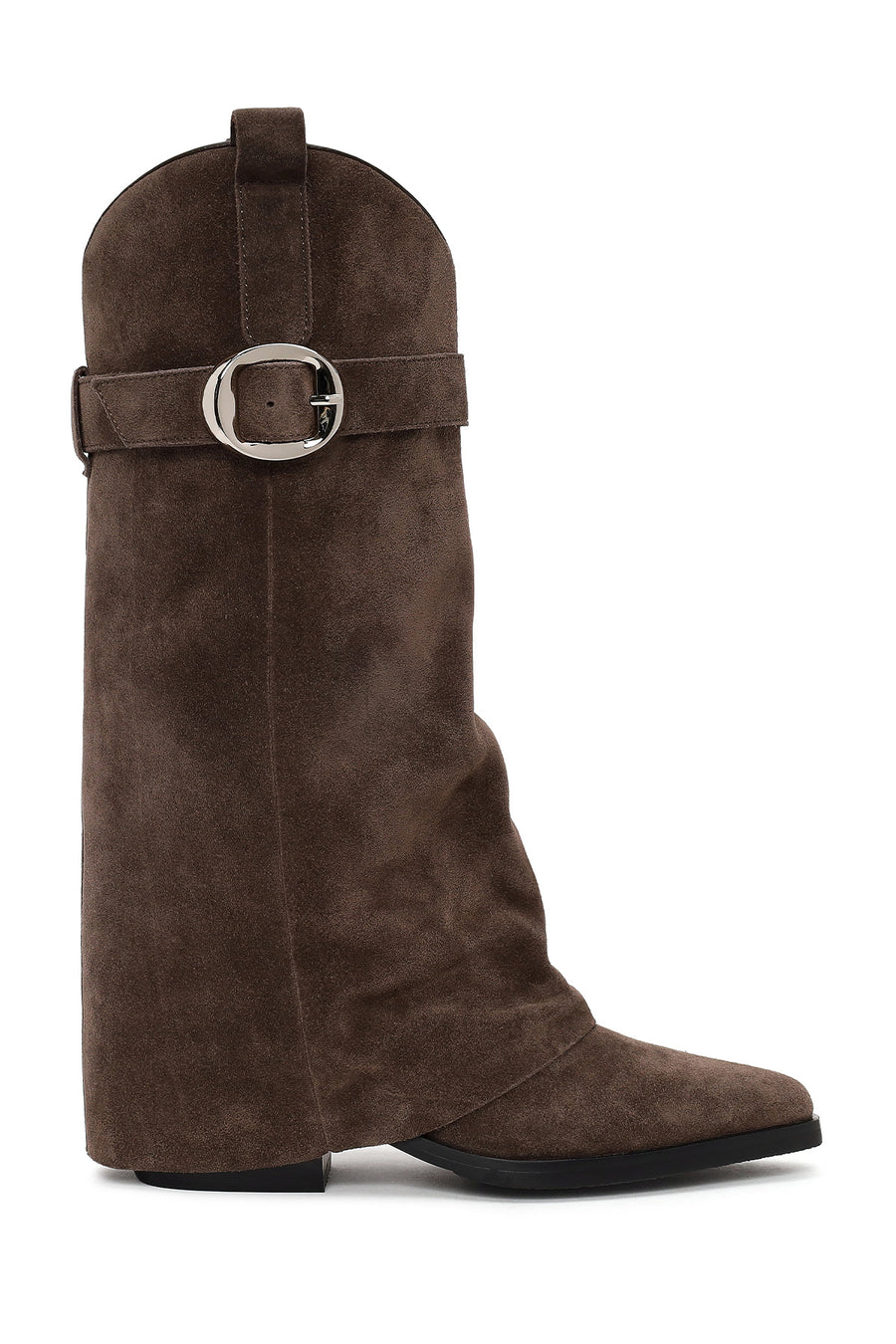 Woman Mink Thick-Heeled Suede Boot AF530005DS | Derimod