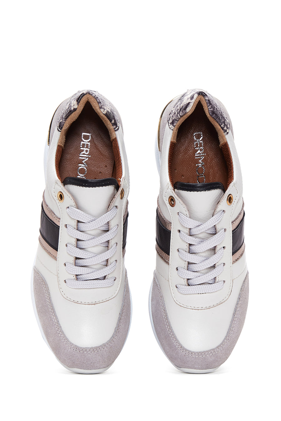 Women's Beige Leather Wedge Heeled Sneaker