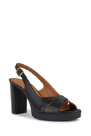 Geox Women Black Walk Pleasure 85S Back Buckle Thick Heel Leather Shoe | Derimod