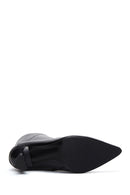 Woman Black Zip Closure Stiletto Heel Leather Boots | Derimod