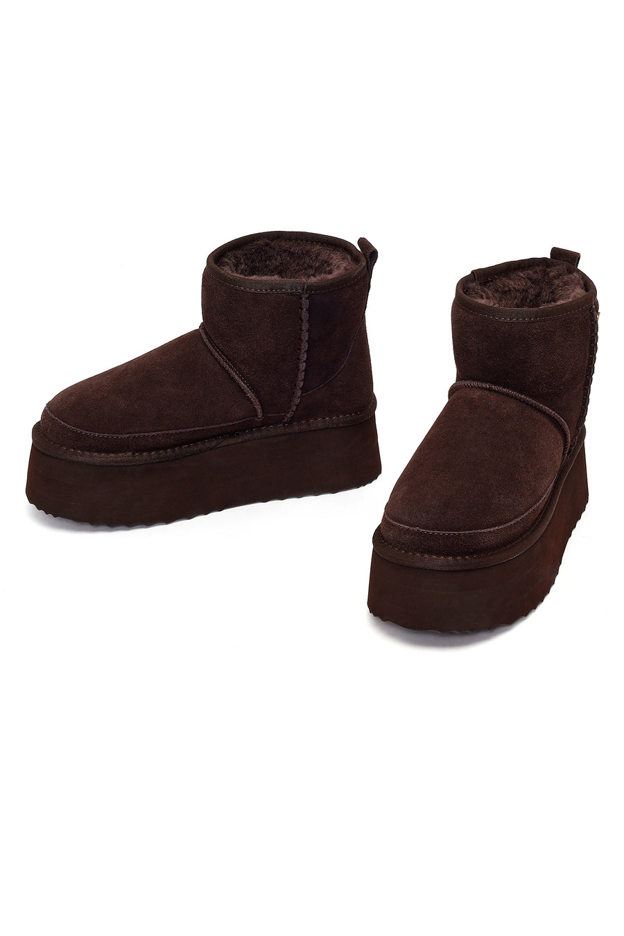 Woman Brown Thick-Soled Suede Teddy Boots