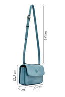 Women's Blue Printed Long Strap Crossbody Bag | Derimod