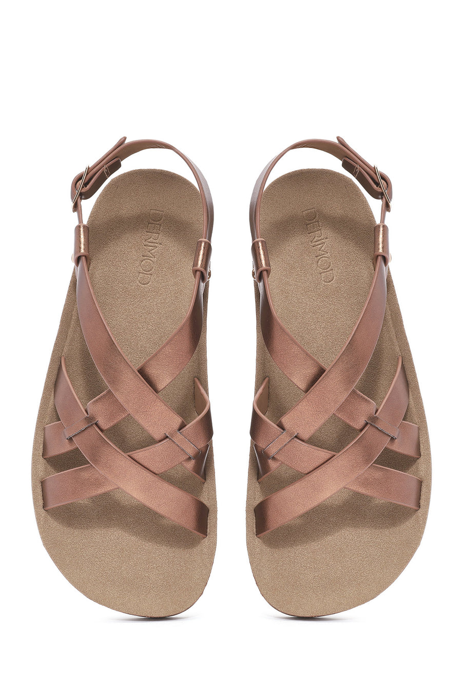 Women's Bronze Thick-Soled Metallic Sandals