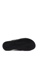 Women's Black Thick Soled Leather Comfort Slippers | Derimod
