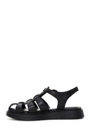 Women's Black Ankle Strap Leather Comfort Sandals | Derimod