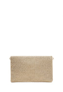 Women's Beige Chain Strap Woven Clutch Bag | Derimod